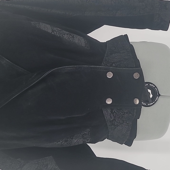 Wilson's Leather Jacket Black Suede With Paisley Print #4 - Picture 3 of 11